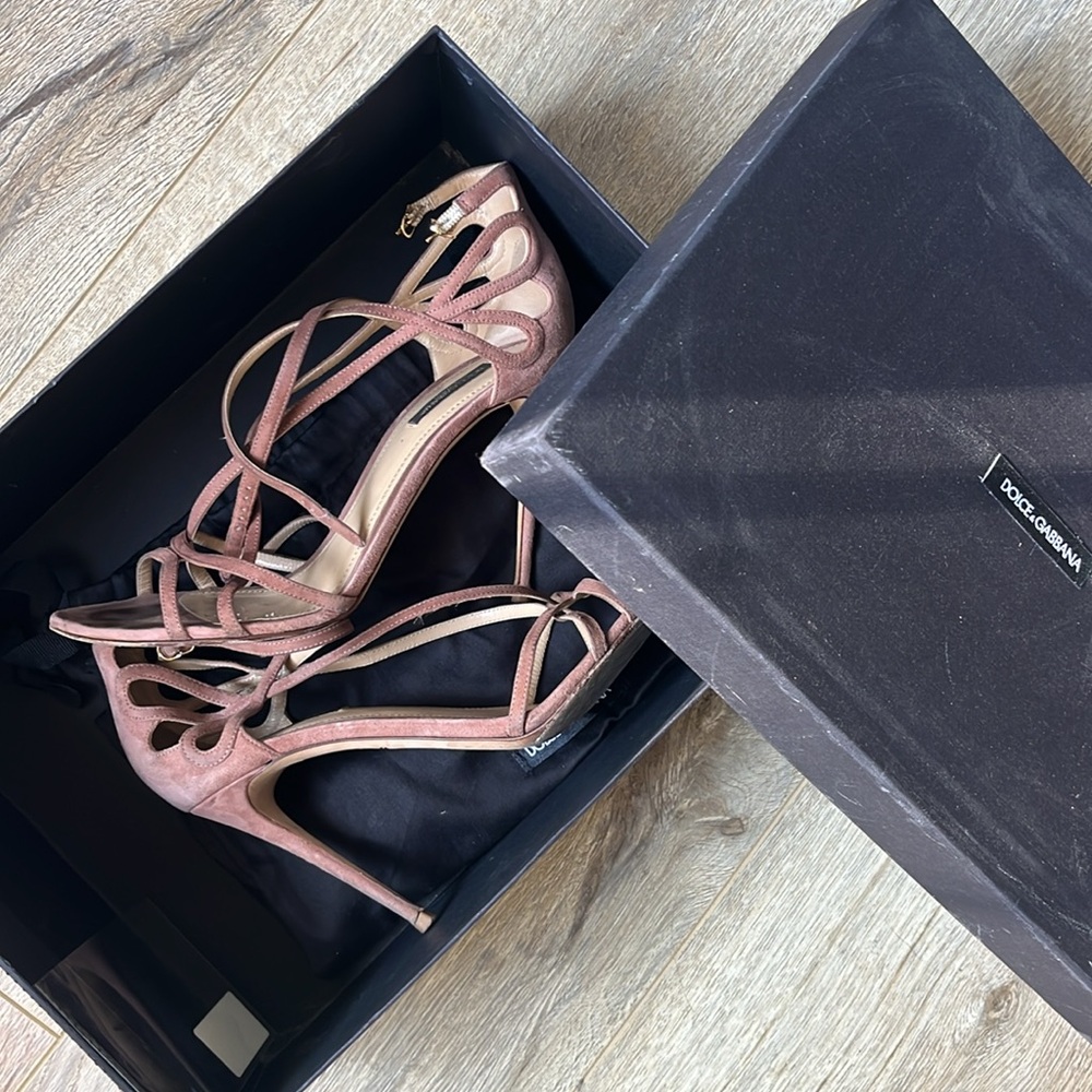 Dolce Gabbana Heels Shoes. Clay Pink Nude.Open Toe.Women’s Designer Shoes 39 1/2 - Picture 3 of 9